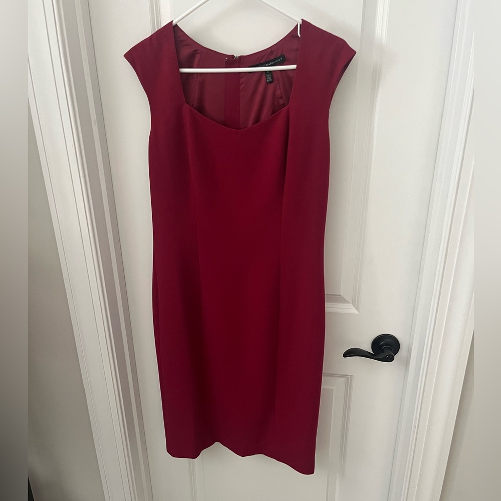 White House Black Market Burgundy Cap Sleeve Midi Dress